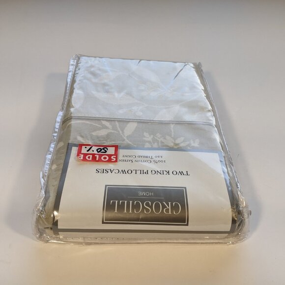 Croscill Two King Pillowcases Cotton Sateen 220 TC Willow Brook NEW OLD STOCK - Picture 7 of 7
